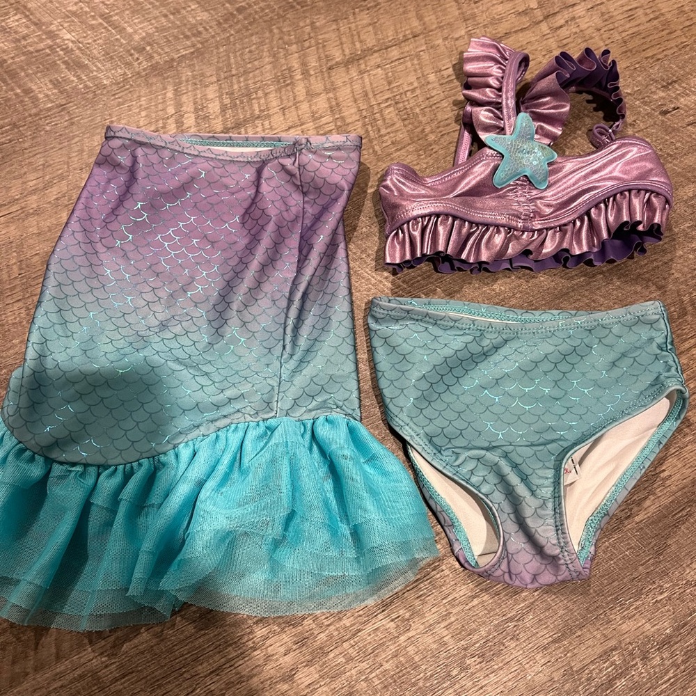 🧜‍♀️ Disney Toddler Ariel Swimsuit w/ Swim Skirt – Size 2 🧜‍♀️